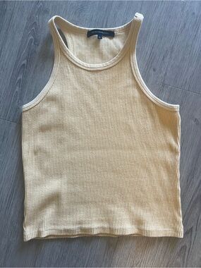 French Connection Pale Cream Ribbed Tank Top